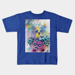 Owl Watercolor Painting Kids T-Shirt